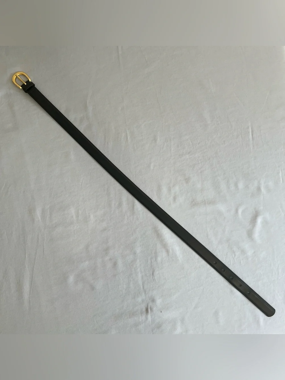 Amanda Smith Black Leather Belt with Gold Buckle